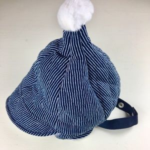 Navy Baby Toddler Warm Winter Hat Chin Straps